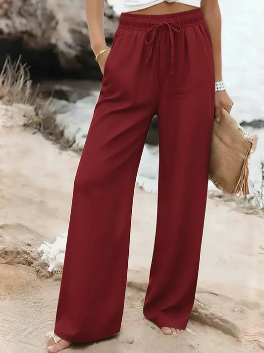 Women’s Tencel Cotton Wide-Leg Drawstring Trousers