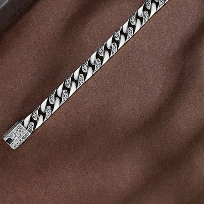 Engraved Silver-Tone Link Bracelet