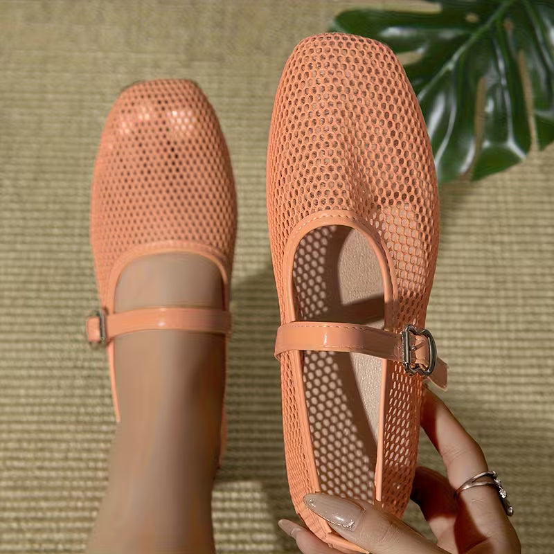 Women's Mesh Mary Jane Flat Shoes