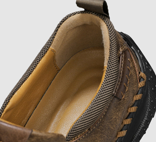 Men's Leather-Look Laceless Walking Shoes