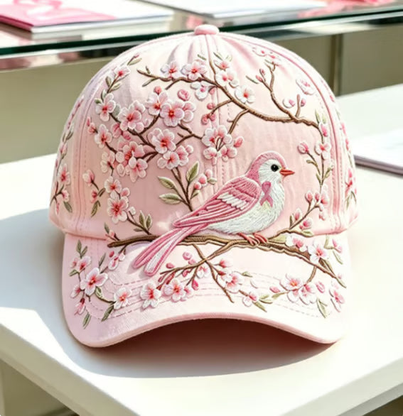 Embroidered Floral Bee Cap