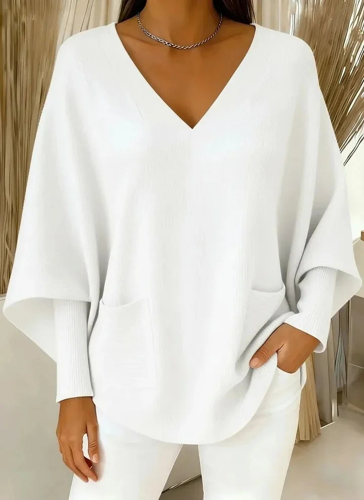 Women’s Casual Solid Colour V-Neck Wool-Blend Sweater