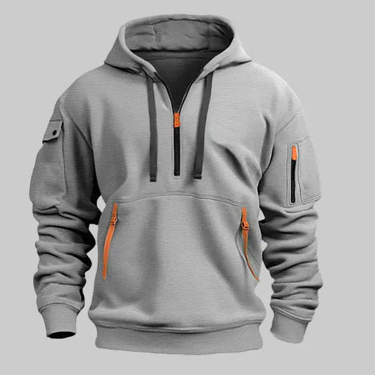 Men’s Half-Zip Utility Hoodie with Zipped Pockets