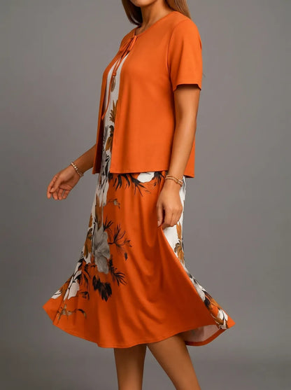 Women's Layered Floral Midi Dress