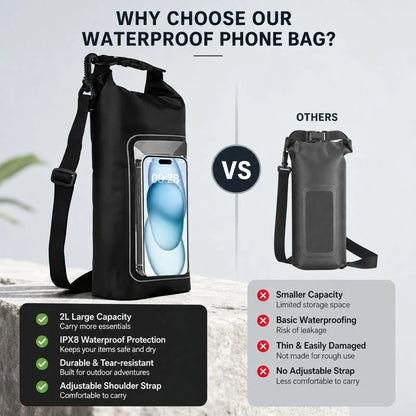 2L Waterproof Crossbody Dry Bag with Phone Window