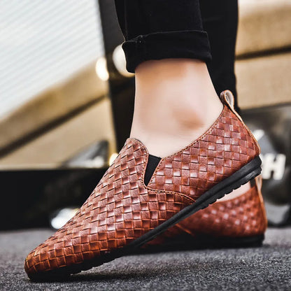 Men's loafers, casual shoes, slip-on leather-Look shoes, glossy finish