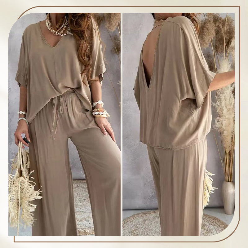 Women’s Relaxed Fit Two-Piece Top and Trousers Set