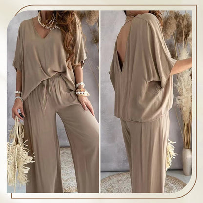 Women’s Relaxed Fit Two-Piece Top and Trousers Set