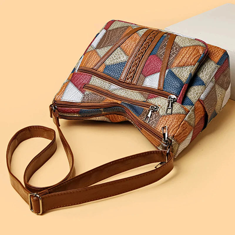 Women’s Geometric Patchwork Mosaic Handbag