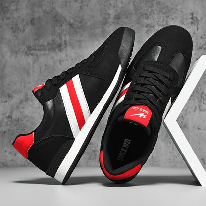 Men’s Genuine Leather Retro Stripe Comfort Trainers