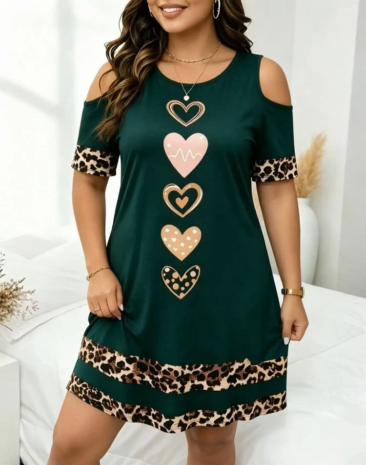 Womne's Leopard Heart Midi Dress