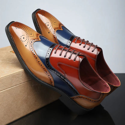 Men’s Heritage Wingtip Leather-Look Brogue Shoes
