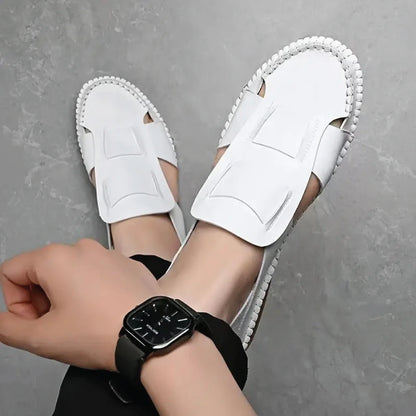 Men’s Leather-Look Comfort Slip-On Sandals