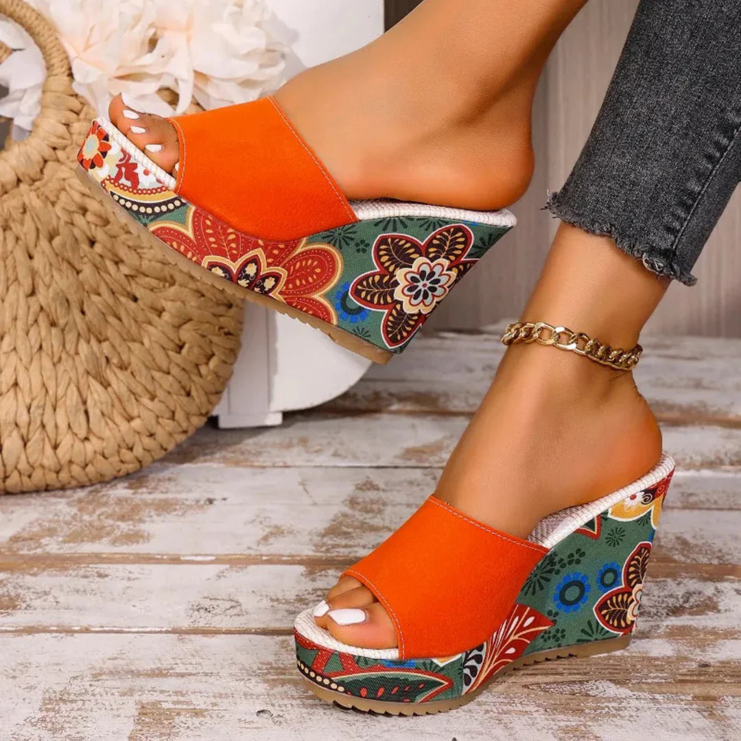 Women's Floral Print Wedge Sandals
