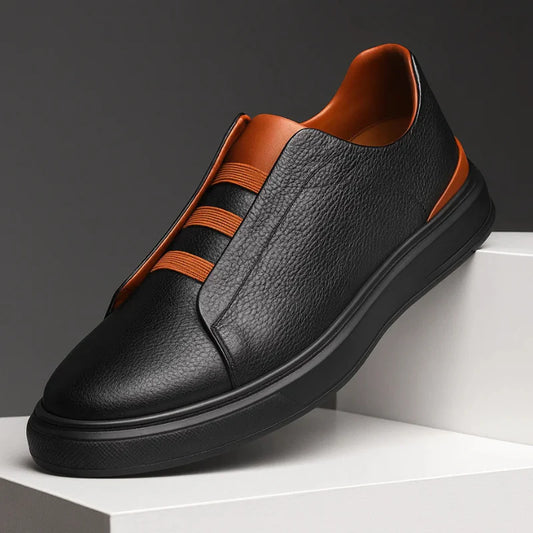 Men’s Leather-Look Casual Slip-On Trainers