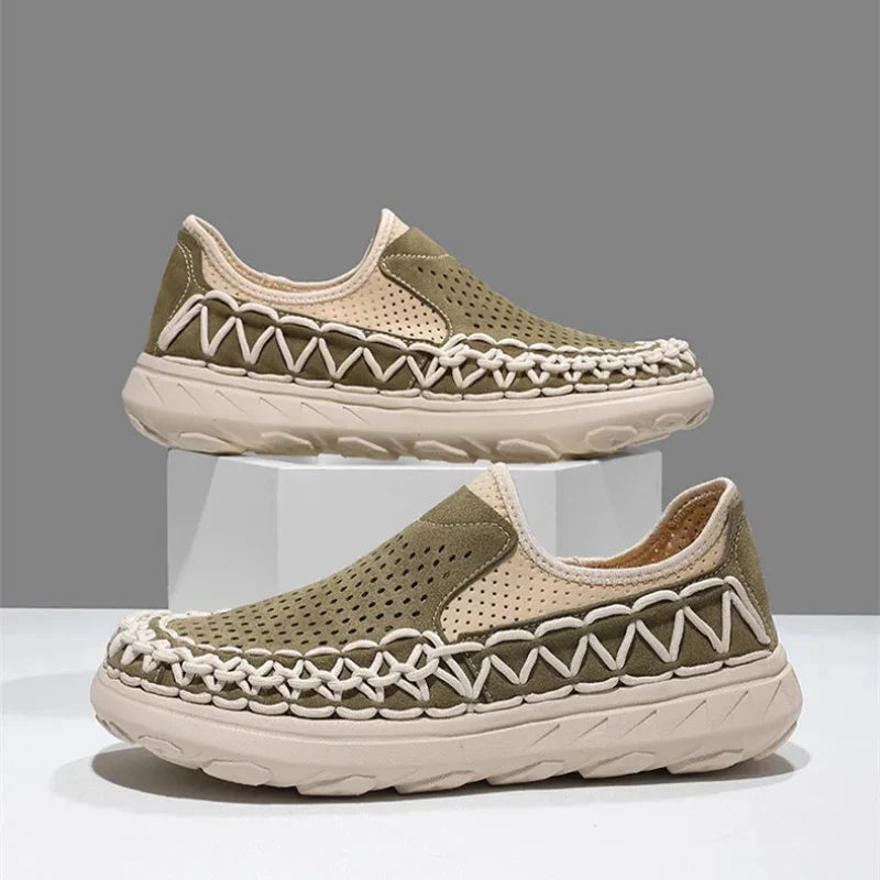 Men's Woven Perforated Slip-On Shoes