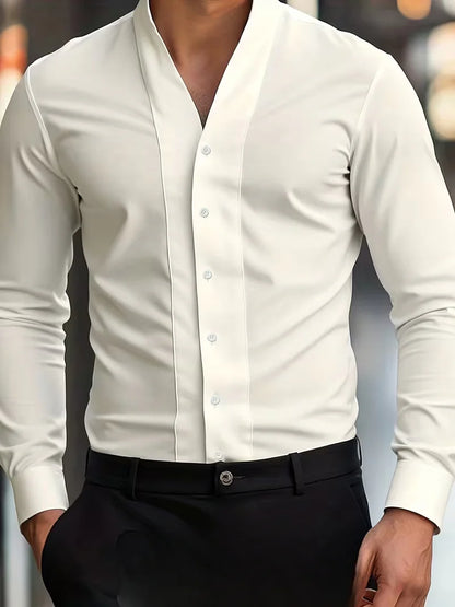 Men’s Classic Open Collar Long Sleeve Shirt
