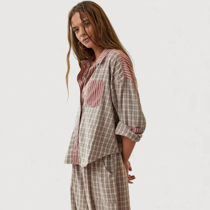 Women’s Relaxed Breathable Shirt and Trousers Pyjama Set