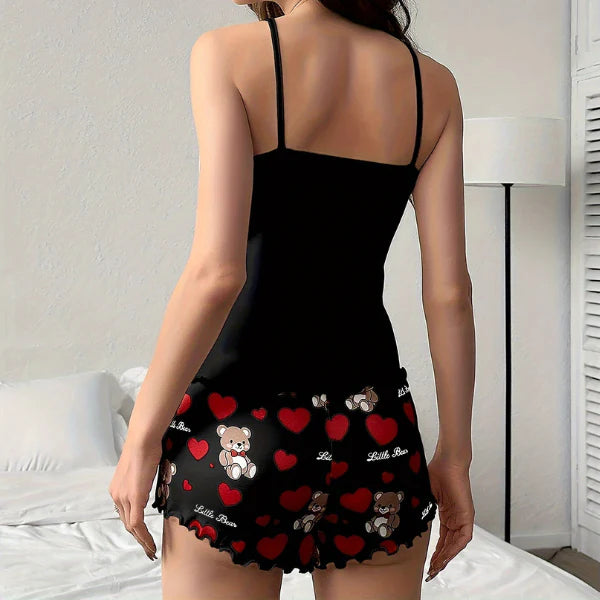 Women’s Teddy Heart Ruffle Pyjama Set