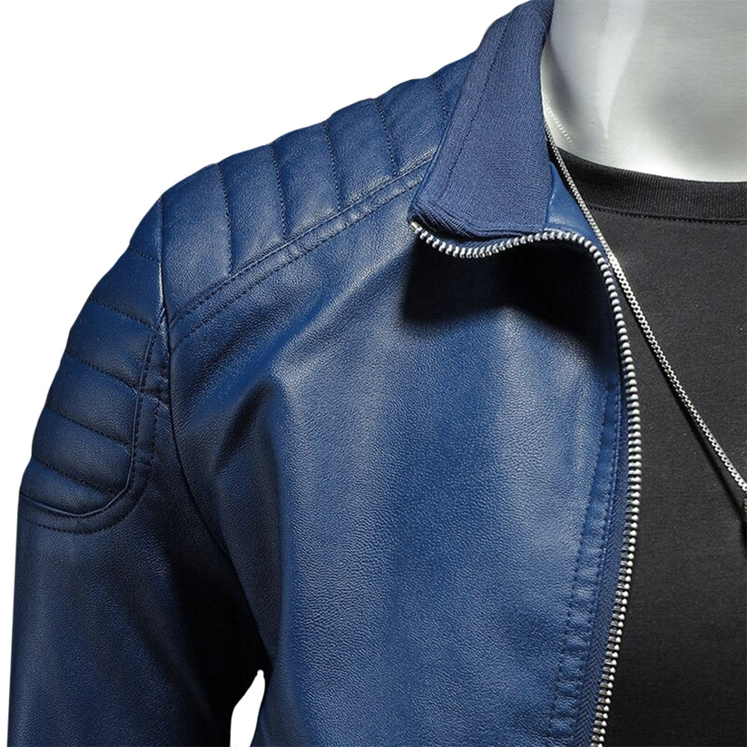 Men’s Classic PU Leather-Look Zip Jacket