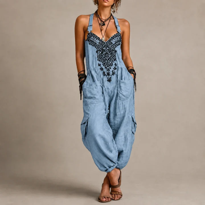 Women’s Bohemian Linen Utility Jumpsuit