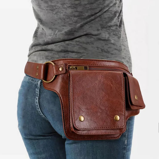 Structured Leather Look Waist Bag