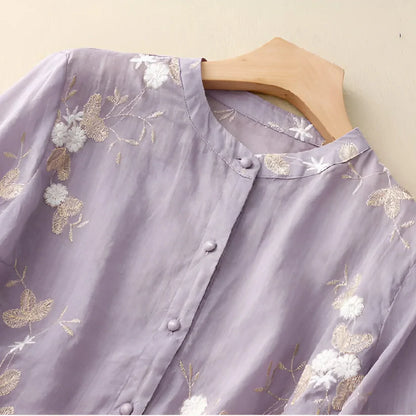 Women’s Embroidered Floral Cotton Top