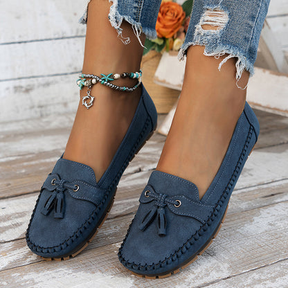 Women's Vintage-Style Soft Comfort Loafers with Bow Embellishment