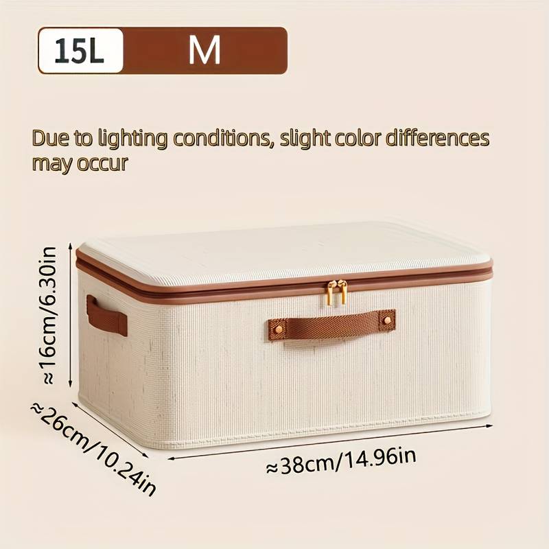 Large Foldable Fabric Storage Box with Lid and Carry Handles