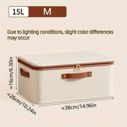 Large Foldable Fabric Storage Box with Lid and Carry Handles