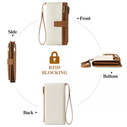 Women’s Tri-Fold Anti-Magnetic Long Wristlet Clutch Wallet