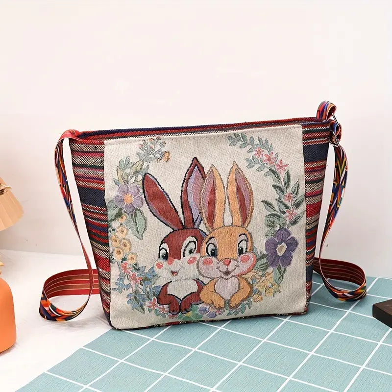 Embroidered Vintage-Style Shoulder Bag