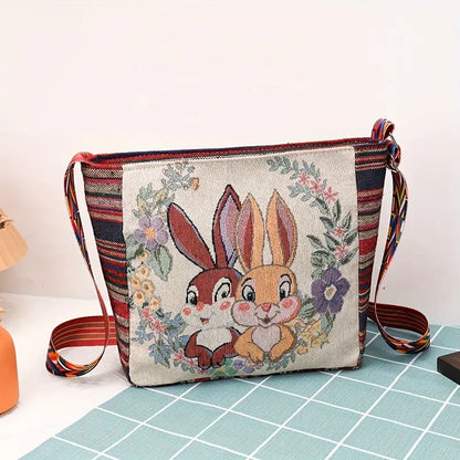 Embroidered Vintage-Style Shoulder Bag