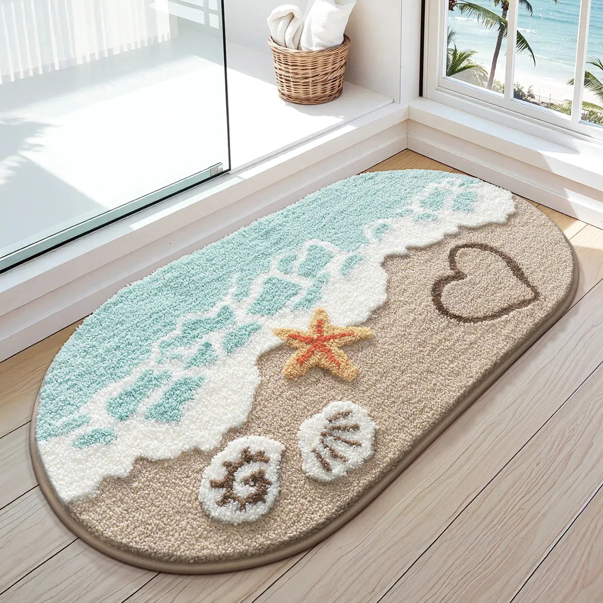 Coastal Beach Bathroom Rug