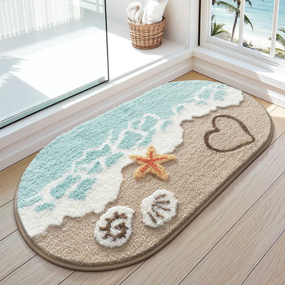 Coastal Beach Bathroom Rug