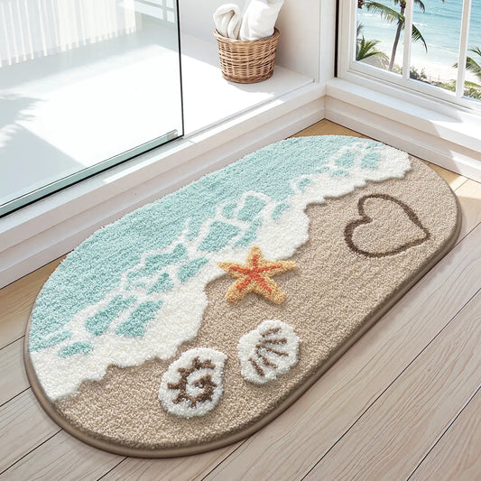 Coastal Beach Bathroom Rug