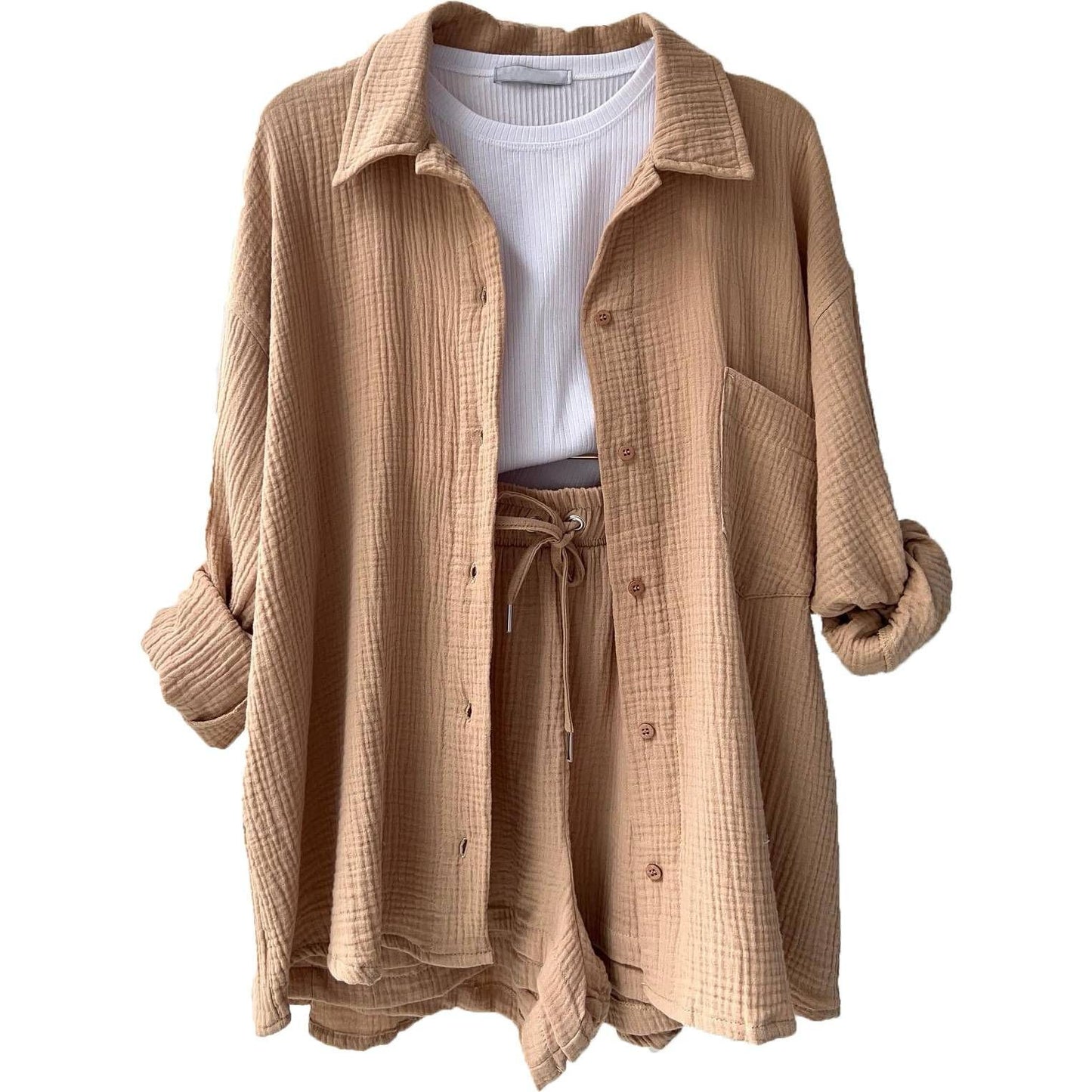 Two-piece long-sleeved shirt women's casual suit