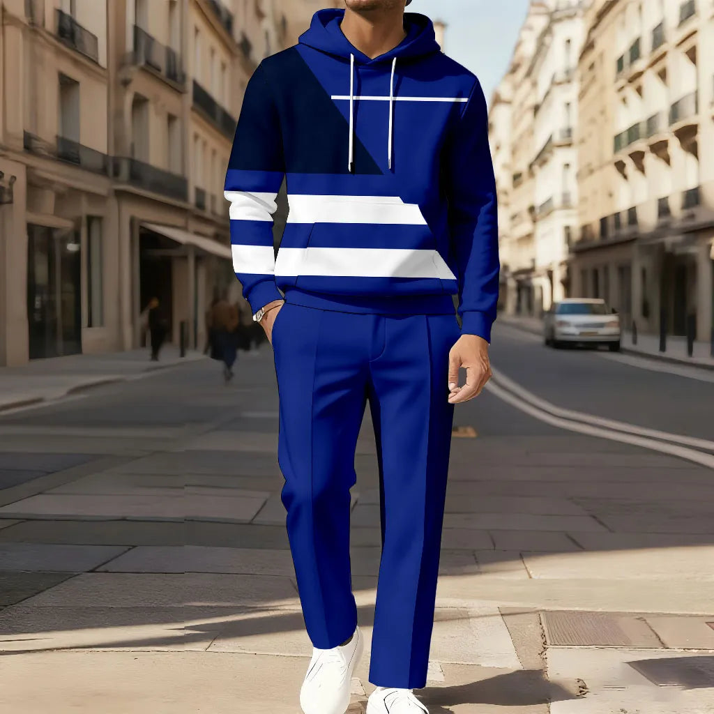 Men’s Colour-Block Hoodie and Trousers Set
