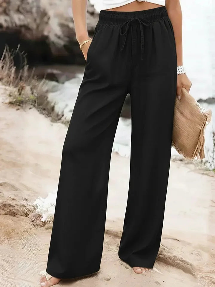 Women’s Tencel Cotton Wide-Leg Drawstring Trousers