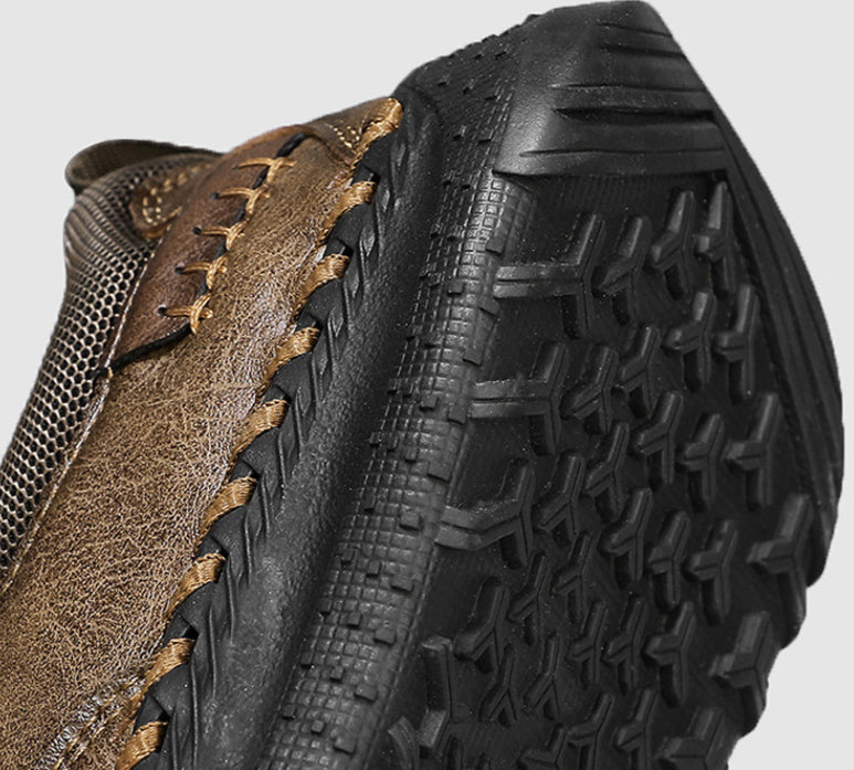 Men's Leather-Look Laceless Walking Shoes
