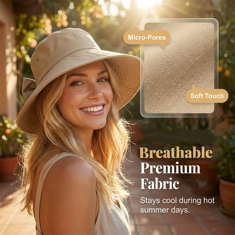 Women’s Rollable Wide Brim Bow Sun Hat