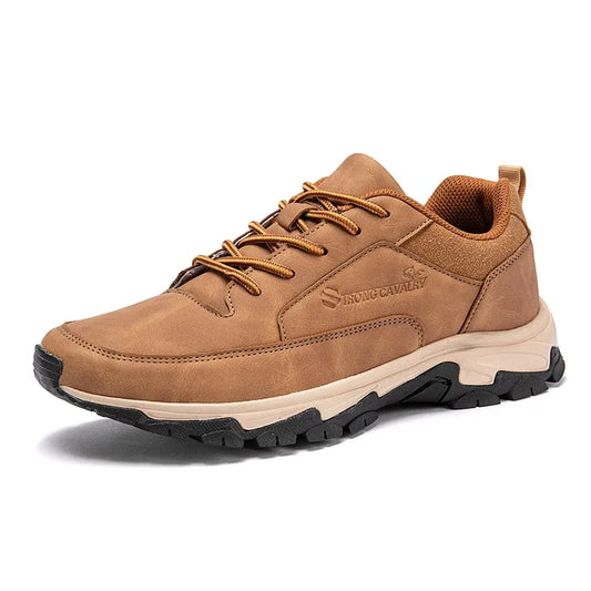 Men’s Cushioned Leather Trainers with Arch Support and Impact Control