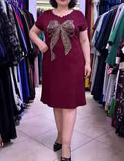 Women’s Rhinestone Bow Short Sleeve Dress