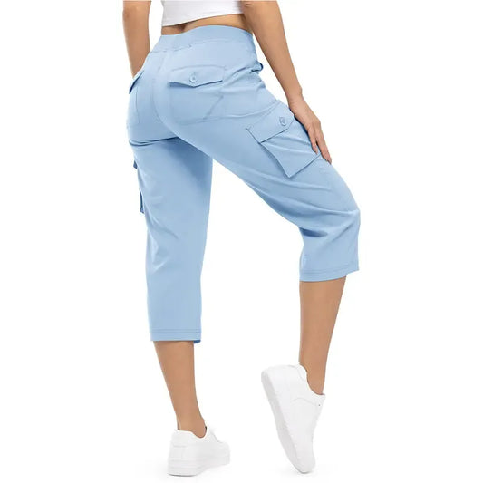 Women’s Lightweight Quick Dry Capri Cargo Trousers with Pockets