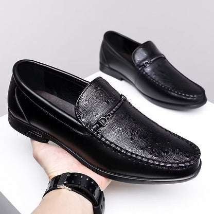 Men's Ostrich-Effect Leather-Look Loafers