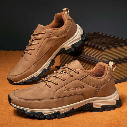 Men’s Cushioned Leather Trainers with Arch Support and Impact Control