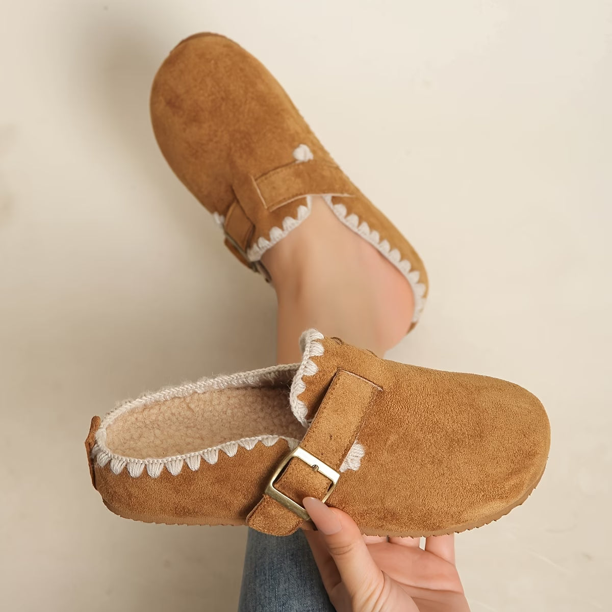 Women's Plush Lined Round Toe Mules
