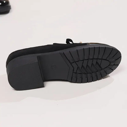 Women's Thick-Soled Bow Loafers – Casual, Breathable, and Stylish