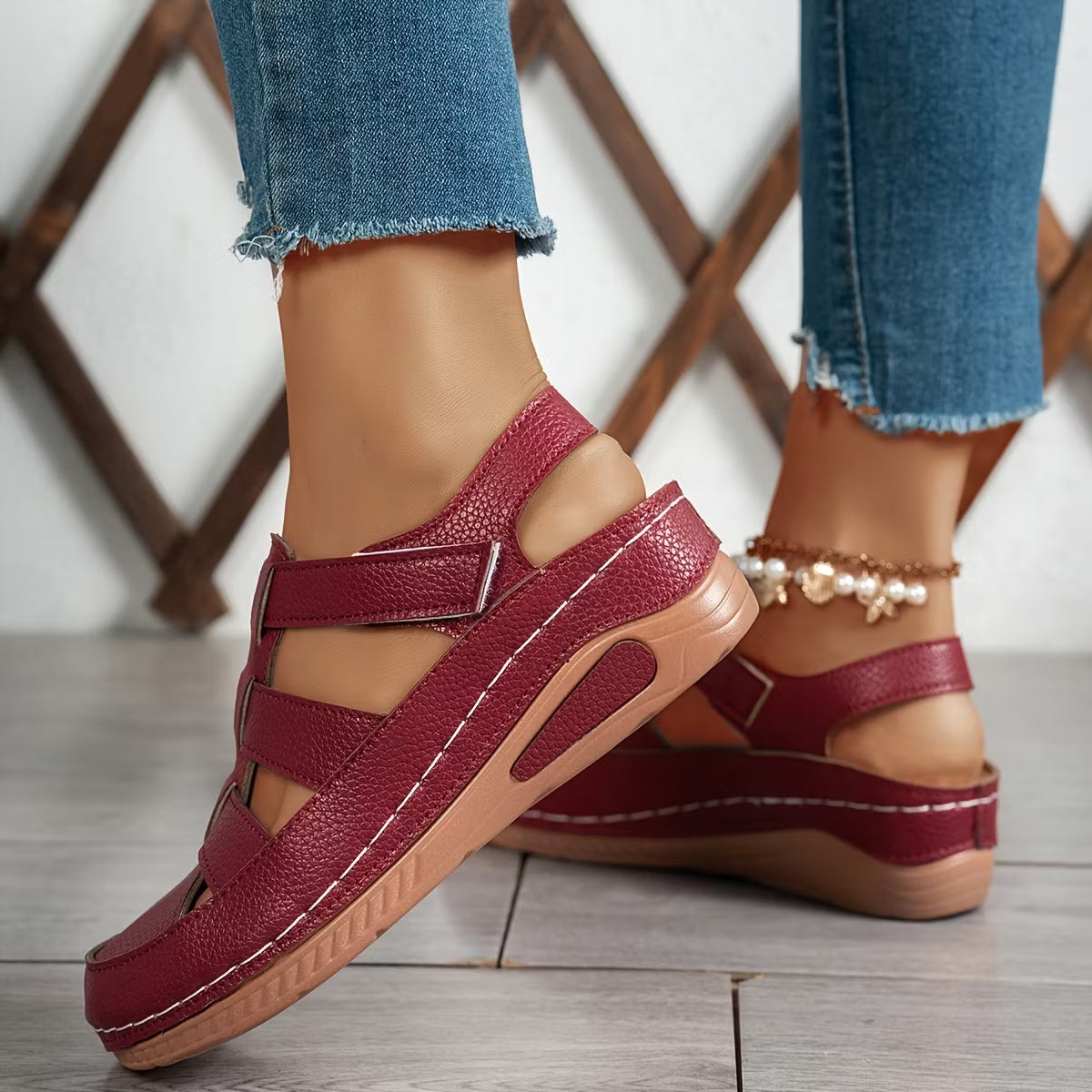 Women's Cut-Out Wedge Slingback Sandals