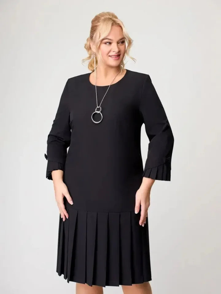 Women's Timeless Solid Colour Pleated Hem Dress